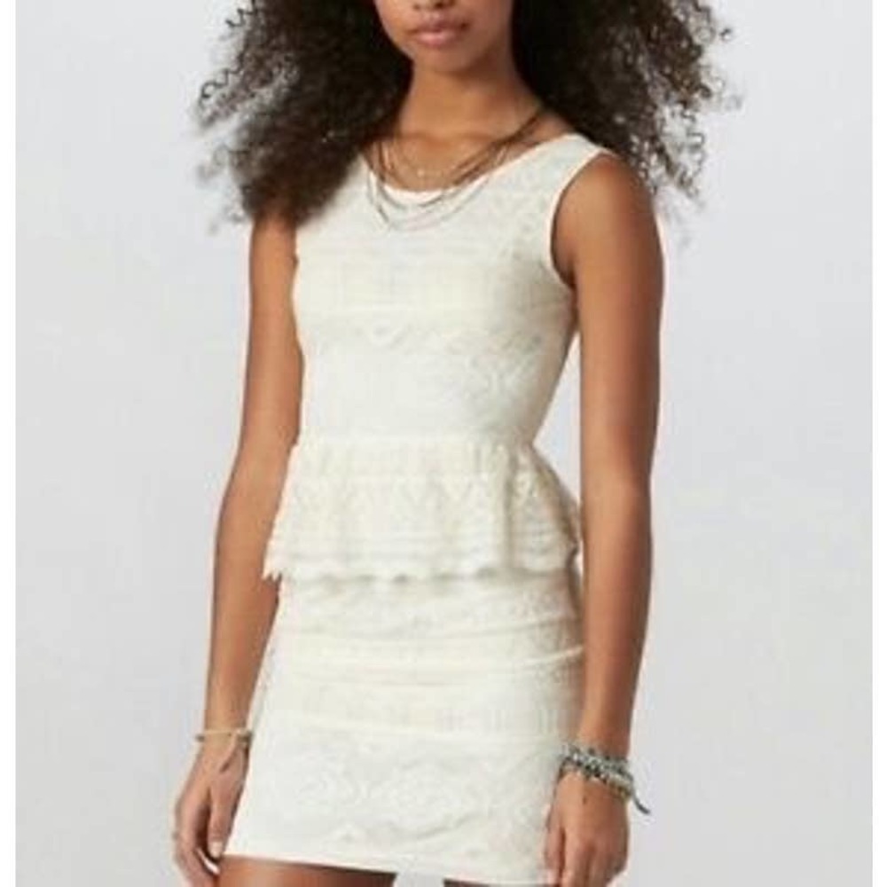 American Eagle Outfitters Ivory Lace Peplum Dress Size 12